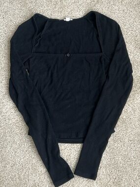 Garage Black Ribbed Square Neck Sweater